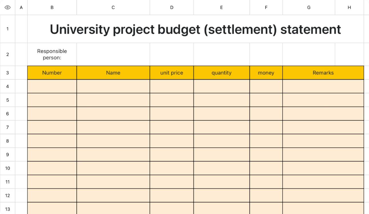 University project budget （closing）sheet 1 1